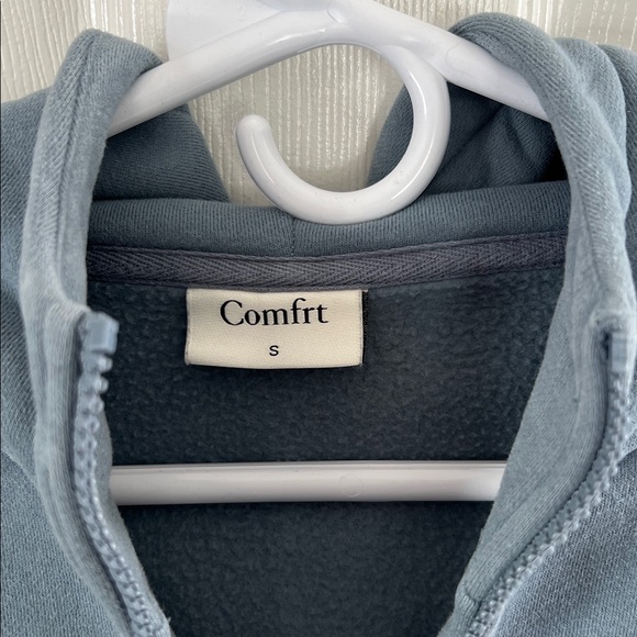Comfrt Cloud Zip Up Hoodie Blue Willow Size S Unisex Heavyweight Sweater - Picture 5 of 10
